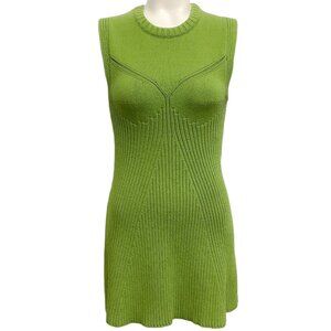 Jill Sander Green Sleeveless Ribbed Knit Dress